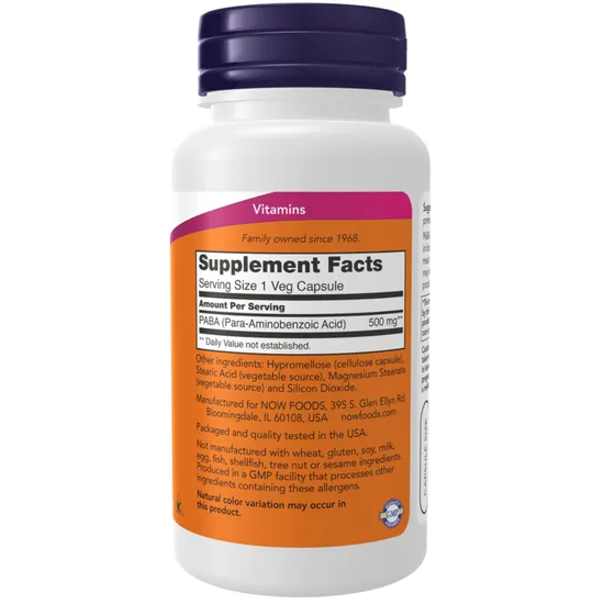 NOW Foods PABA Capsules 500mg - 100 Capsules