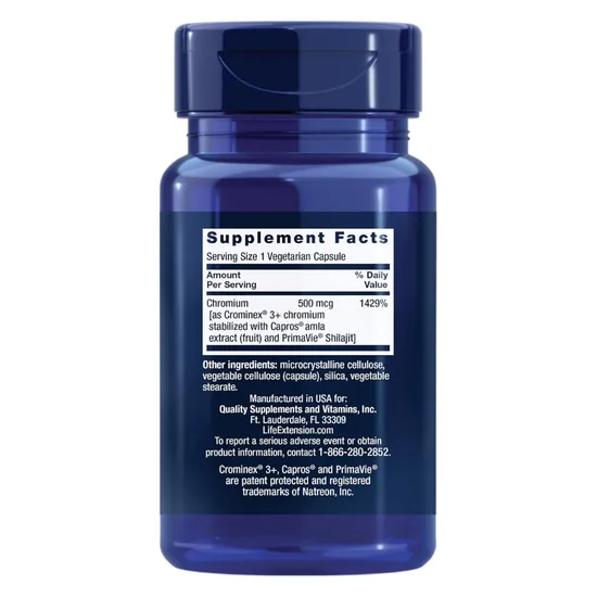 Life Extension Optimised Chromium With Crominex 3+ 500mcg Vegicaps 60