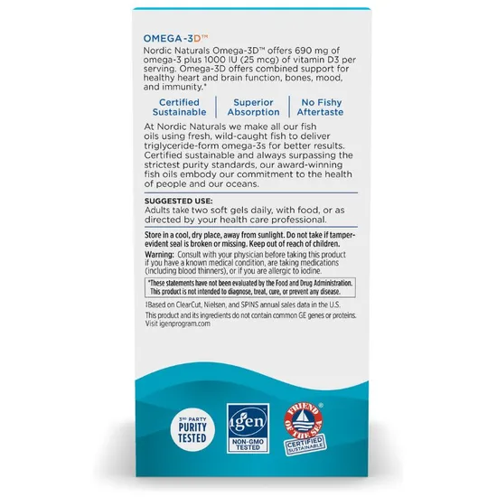 Nordic Naturals Omega-3d 690mg Lemon Softgels 60 Softgels