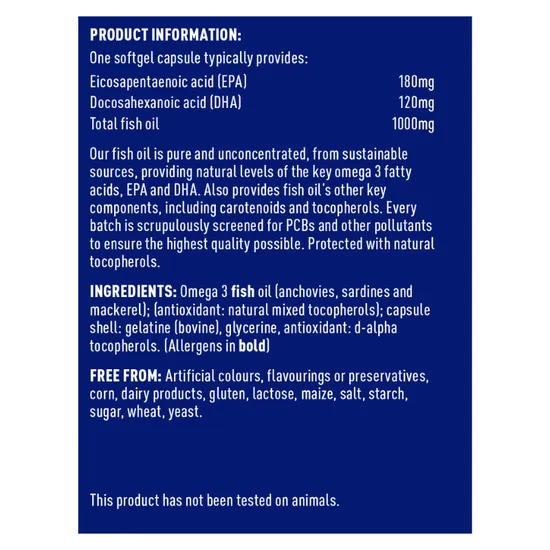 Higher Nature Omega-3 Fish Oil Capsules 90 Capsules