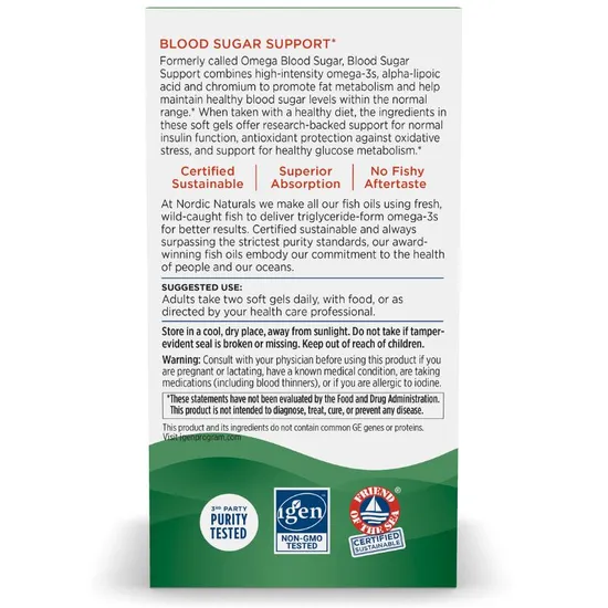 Nordic Naturals Omega Blood Sugar 896mg 60 Softgels