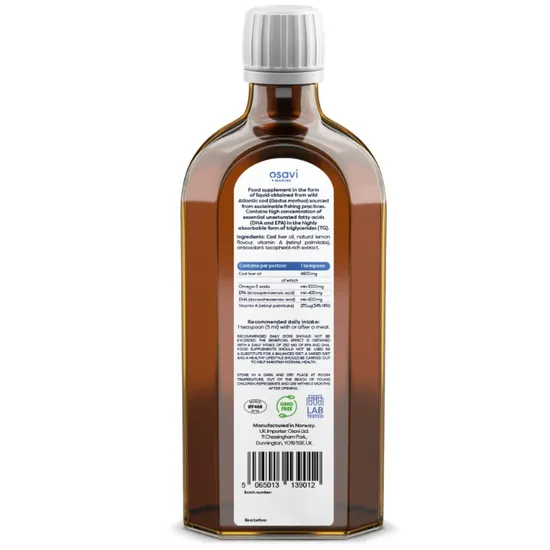 Osavi Norwegian Cod Liver Oil 1000mg Omega 3 Lemon