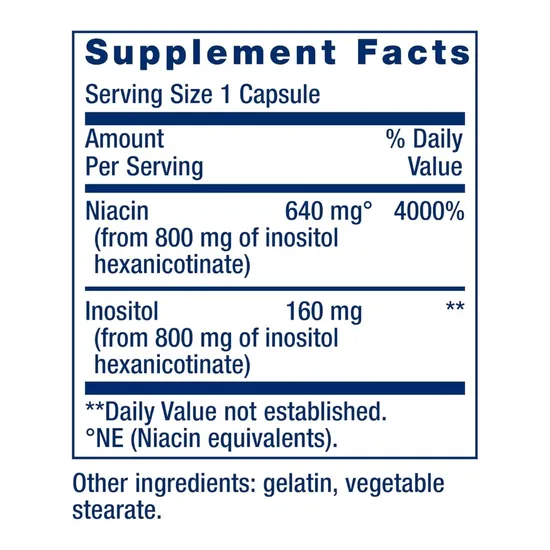 Life Extension No Flush Niacin 640mg 100 Capsules