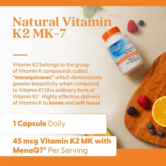 Doctor's Best Natural Vitamin K2 MK7 With MenaQ7 45mcg - 60 Veg Caps