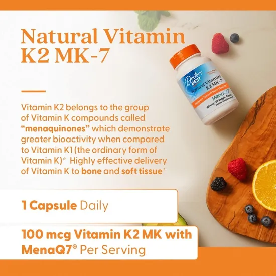 Doctor's Best Natural Vitamin K2 MK7 With MenaQ7 45mcg - 60 Veg Caps