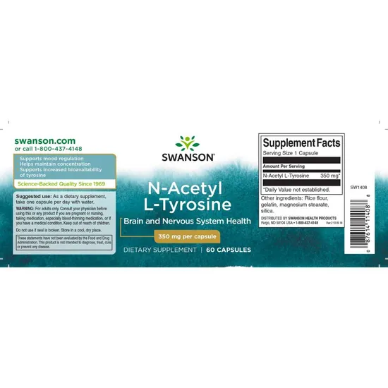 Swanson N-Acetyl L-Tyrosine 350mg Capsules 60 Capsules