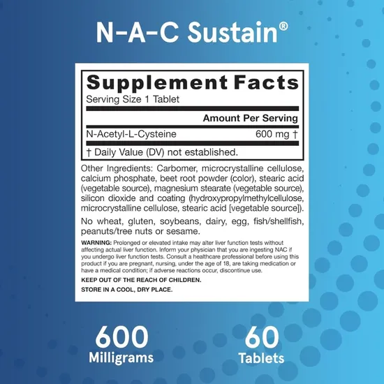 Jarrow Formulas N-A-C Sustain 600mg 60 Tablets