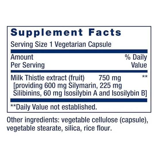 Life Extension Milk Thistle Silymarin-Silibinins-Isosilybin A & B Vegicaps 60 Vegicaps