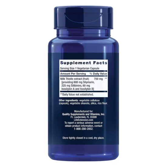Life Extension Milk Thistle Silymarin-Silibinins-Isosilybin A & B Vegicaps 60 Vegicaps