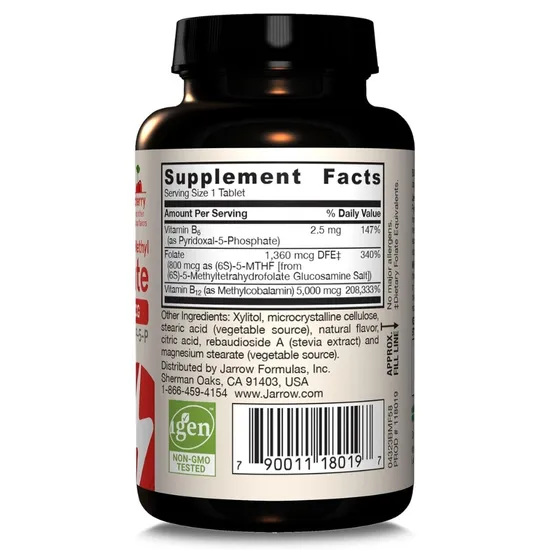 Jarrow Formulas Methyl B12 & Methyl Folate 800mcg Cherry Lozenges 60 Lozenges