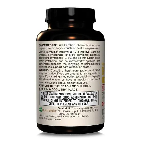Jarrow Formulas Methyl B12 & Methyl Folate 400mcg Lemon Lozenges 100 Lozenges