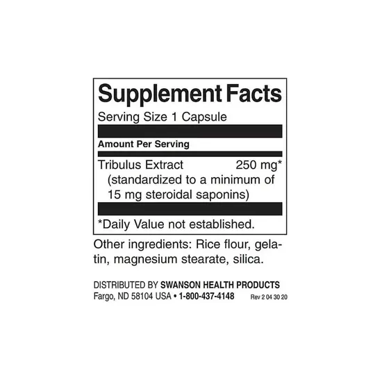 Swanson Mega Tribulus Extract 250mg Capsules 120 Capsules