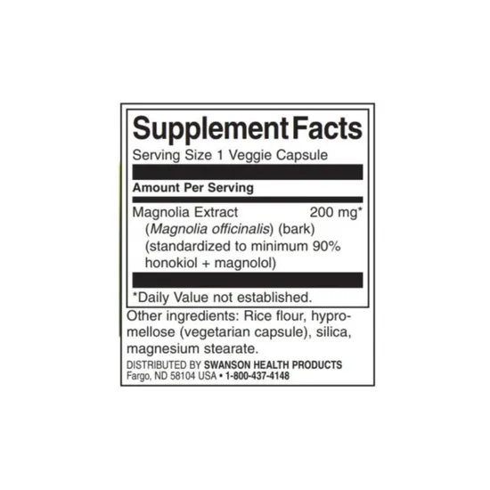 Swanson Magnolia Extract 200mg 30 Capsules