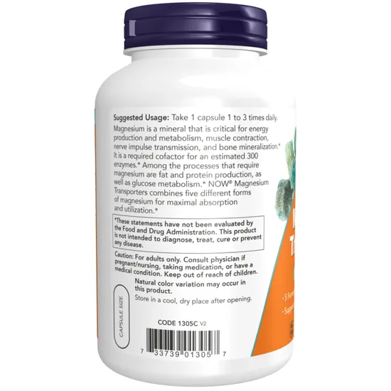 NOW Foods Magnesium Transporters Capsules 180 Capsules