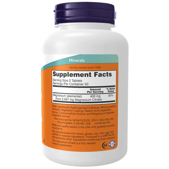 NOW Foods Magnesium Citrate 200mg Tablets 100 Tablets