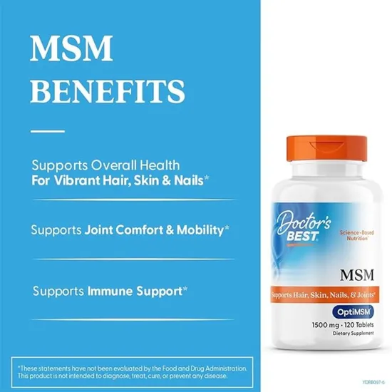 Doctor's Best MSM With OptiMSM Vegan 1500mg 120 Tablets