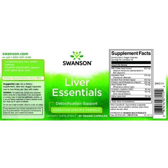 Swanson Liver Essentials 90 Capsules