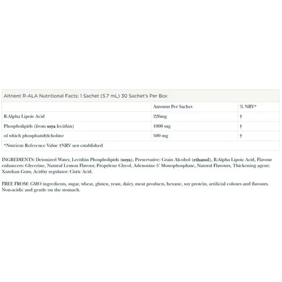 Altrient Liposomal R-Alpha Lipoic Acid Sachet 1 Sachet