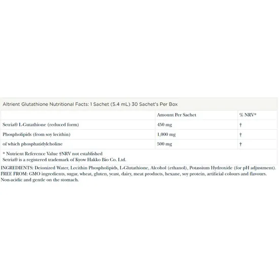 Altrient Liposomal Setria Glutathione Sachets 30 Sachets