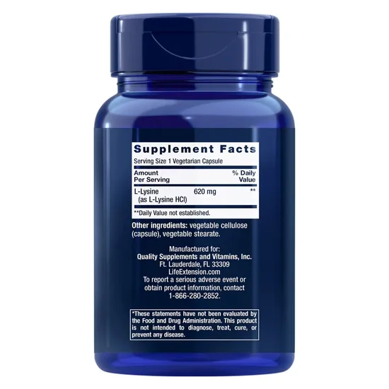 Life Extension L-Lysine 620mg 100 Veg Caps