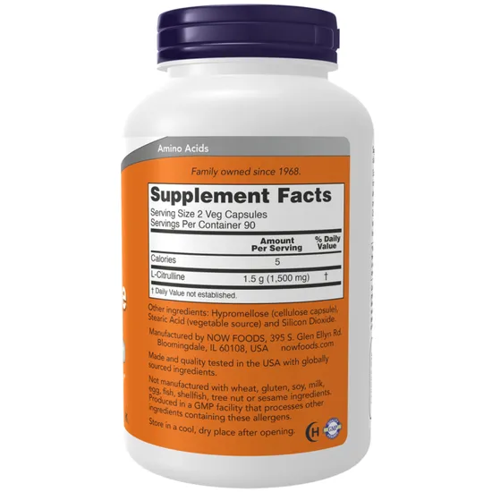 NOW Foods L-Citrulline 750mg Capsules 90 Capsules