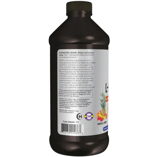 NOW Foods L-Carnitine Liquid 1000mg Tropical Punch 473ml