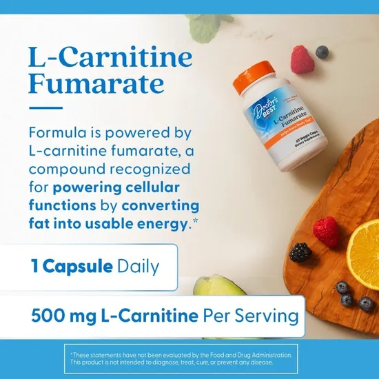 Doctor's Best L-Carnitine Fumarate 855mg 60 Capsules