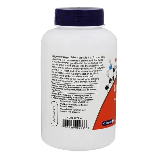 NOW Foods L-Carnitine 500mg Capsules 60 Capsules