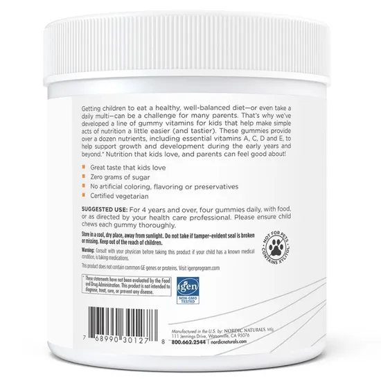 Nordic Naturals Kids Multi Zero Sugar Orange Lemon Gummies 120 Gummies