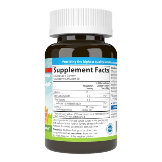Carlson Labs Kid's Vitamin D3 1000iu Natural Fruit Gummies 60 Gummies