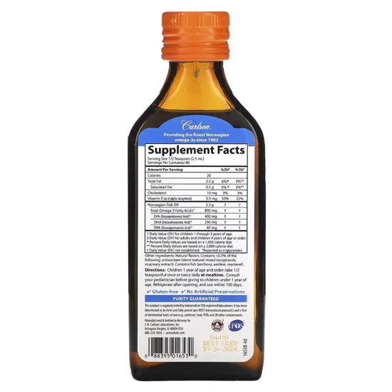 Carlson Labs Kid's The Very Finest Fish Oil 800mg Natural Orange 200ml