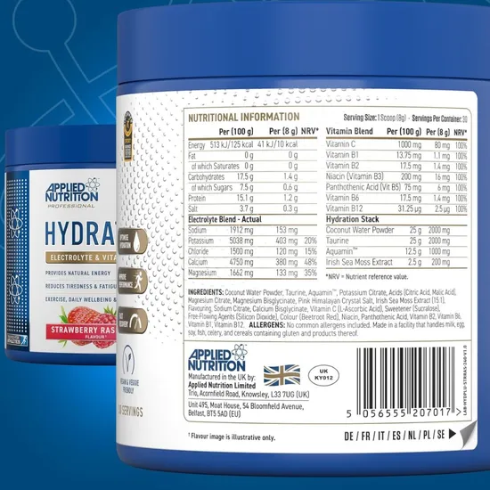 Applied Nutrition Hydration+ Strawberry Raspberry Powder 240g