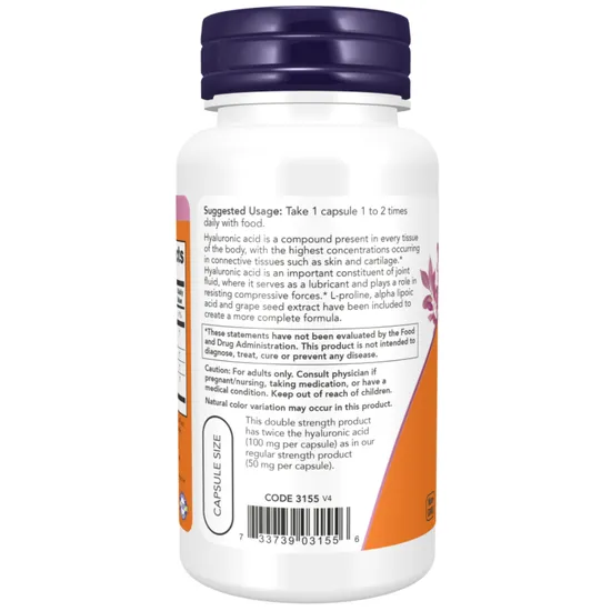 NOW Foods Hyaluronic Acid Double Strength 100mg - 60 Capsules