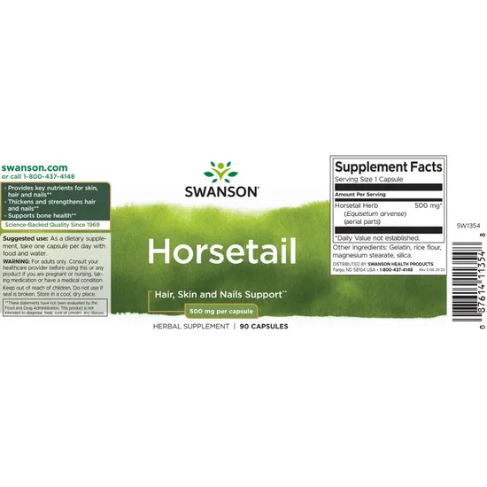 Swanson Horsetail 500mg Capsules 90 Capsules