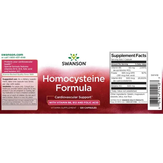 Swanson Homocysteine Formula Capsules 120 Capsules