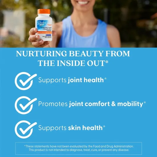 Doctor's Best Hyaluronic Acid + Chondroitin Sulphate With BioCell Collagen 60 Capsules