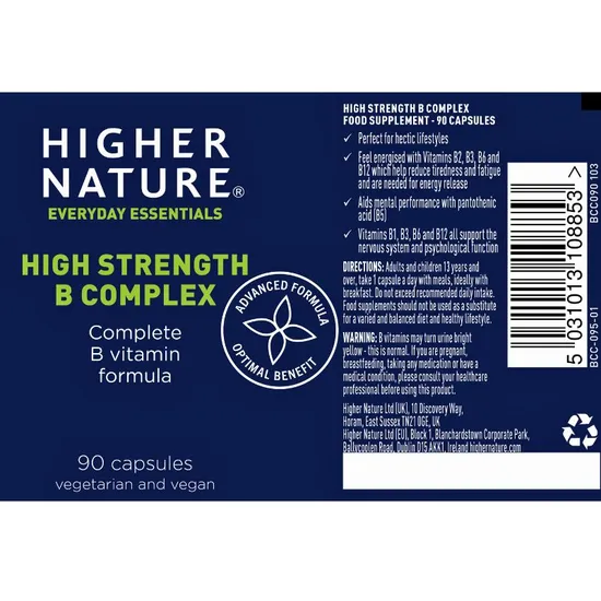 Higher Nature High Strength B Complex 90 Capsules