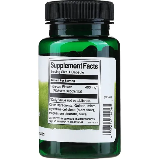 Swanson Hibiscus Flower Capsules 400mg - 60 Capsules