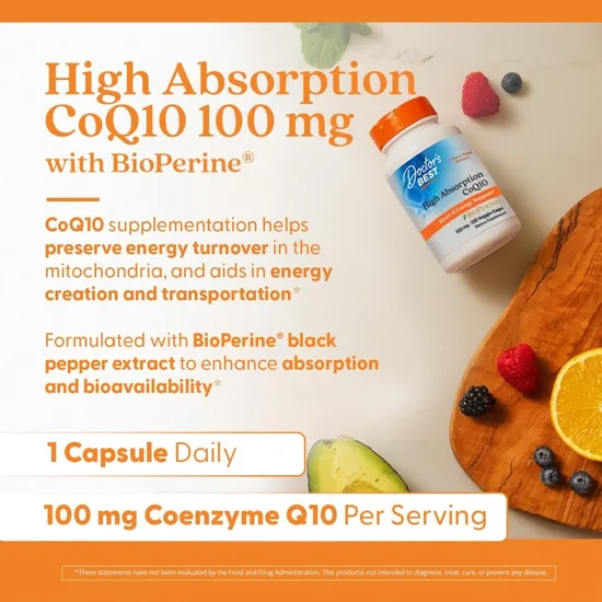 Doctor's Best High Absorption CoQ10 With BioPerine 100mg - 60 Softgels