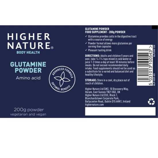 Higher Nature Glutamine Powder 200g