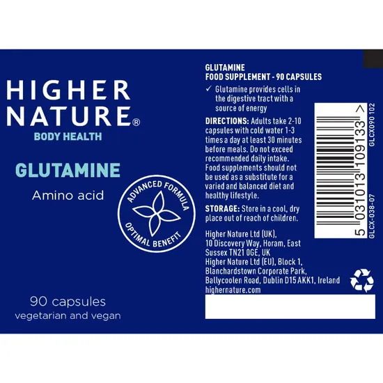 Higher Nature Glutamine Capsules 90 Capsules