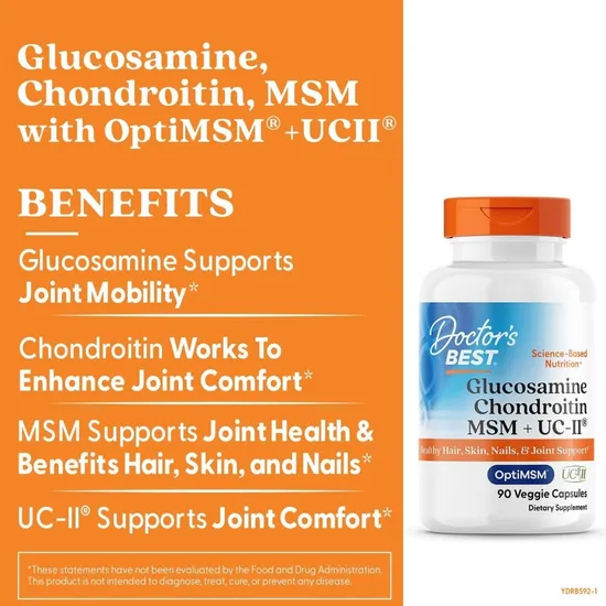 Doctor's Best Glucosamine Chondroitin MSM + UC-II 90 Capsules