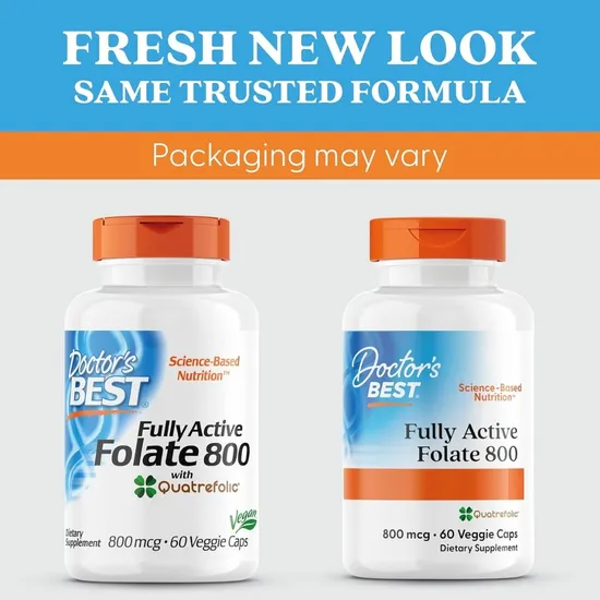 Doctor's Best Fully Active Folate 800 With Quatrefolic 800mcg - 60 Vcaps