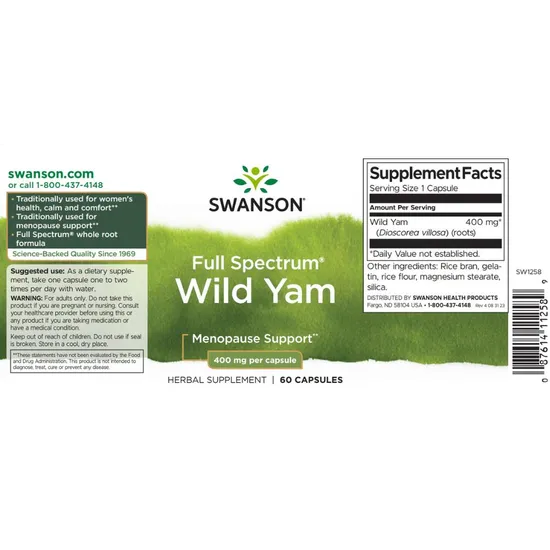 Swanson Full Spectrum Wild Yam 400mg Capsules 60 Capsules