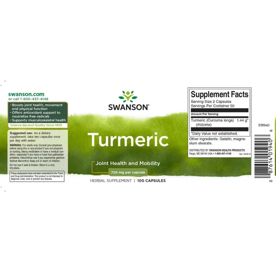 Swanson Full Spectrum Turmeric Capsules 720mg x 100