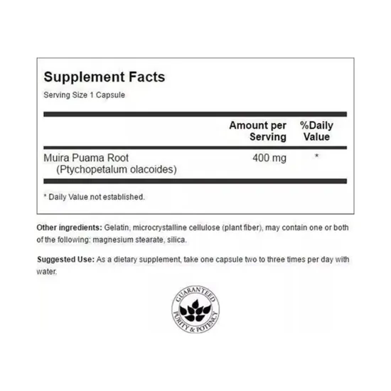 Swanson Full Spectrum Muira Puama 400mg Capsules 90 Capsules
