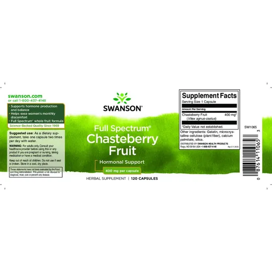 Swanson Full Spectrum Chasteberry Fruit 400mg Capsules 120 Capsules