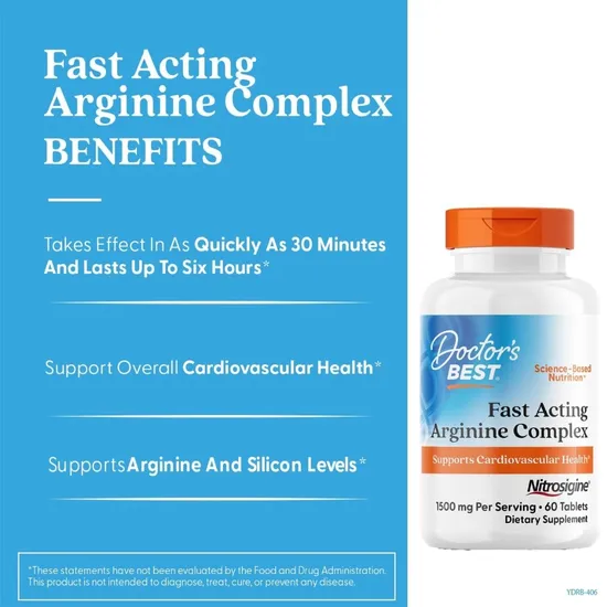 Doctor's Best Fast Acting Arginine Complex With Nitrosigine 750 mg | 60 Tabs