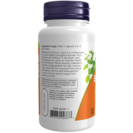 NOW Foods Elderberry 500mg Capsules 120 Capsules