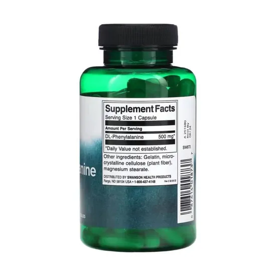Swanson DL-Phenylalanine 500mg Capsules 100 Capsules